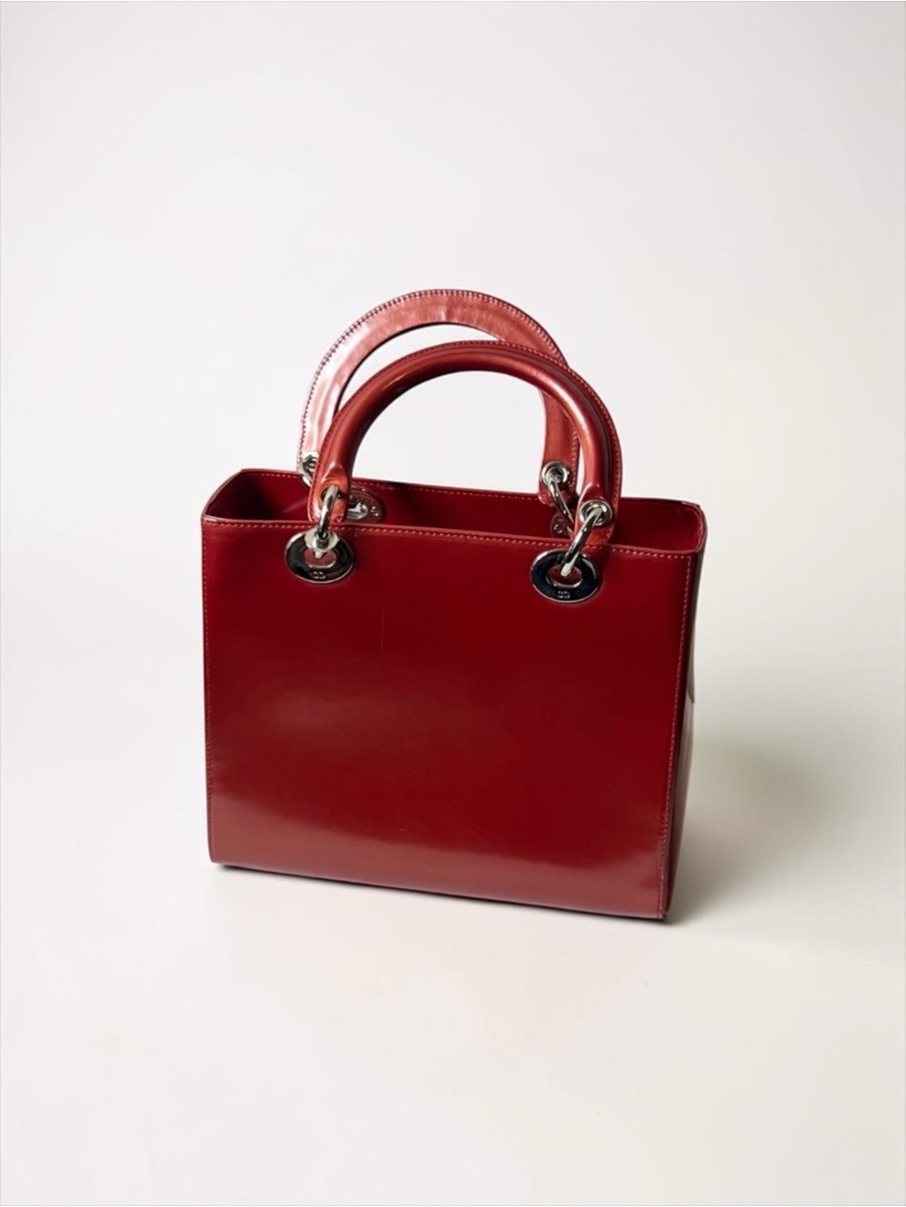 Christian Dior Red Polished Leather w Strap. Lady Dior. Dustbag - Picture 3 of 14